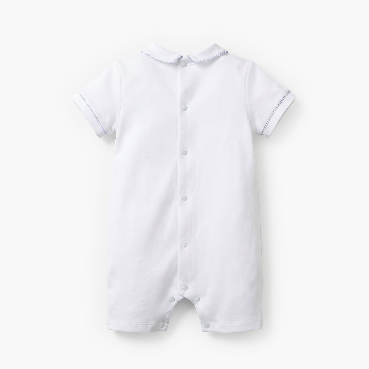 Giggles Striped Collared Romper with Short Sleeves