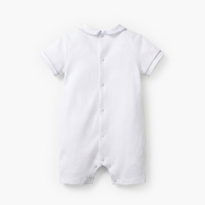 Giggles Striped Collared Romper with Short Sleeves