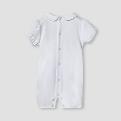 Giggles Printed Romper with Overlay and Short Sleeves