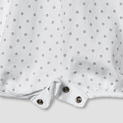 Giggles Printed Romper with Overlay and Short Sleeves