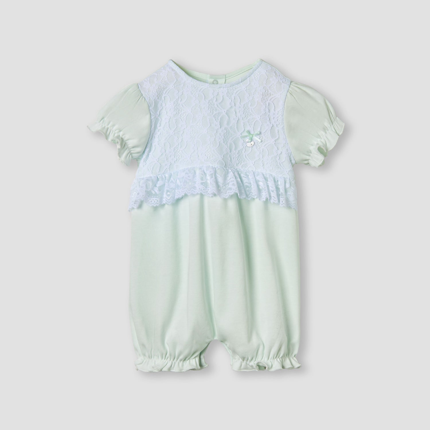 Giggles Floral Lace Romper with Puff Sleeves - HomeBabyGirlsClothingRompers