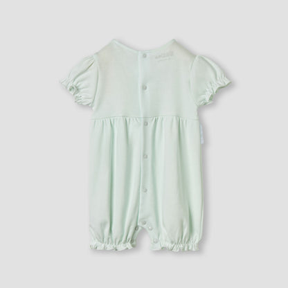 Giggles Floral Lace Romper with Puff Sleeves