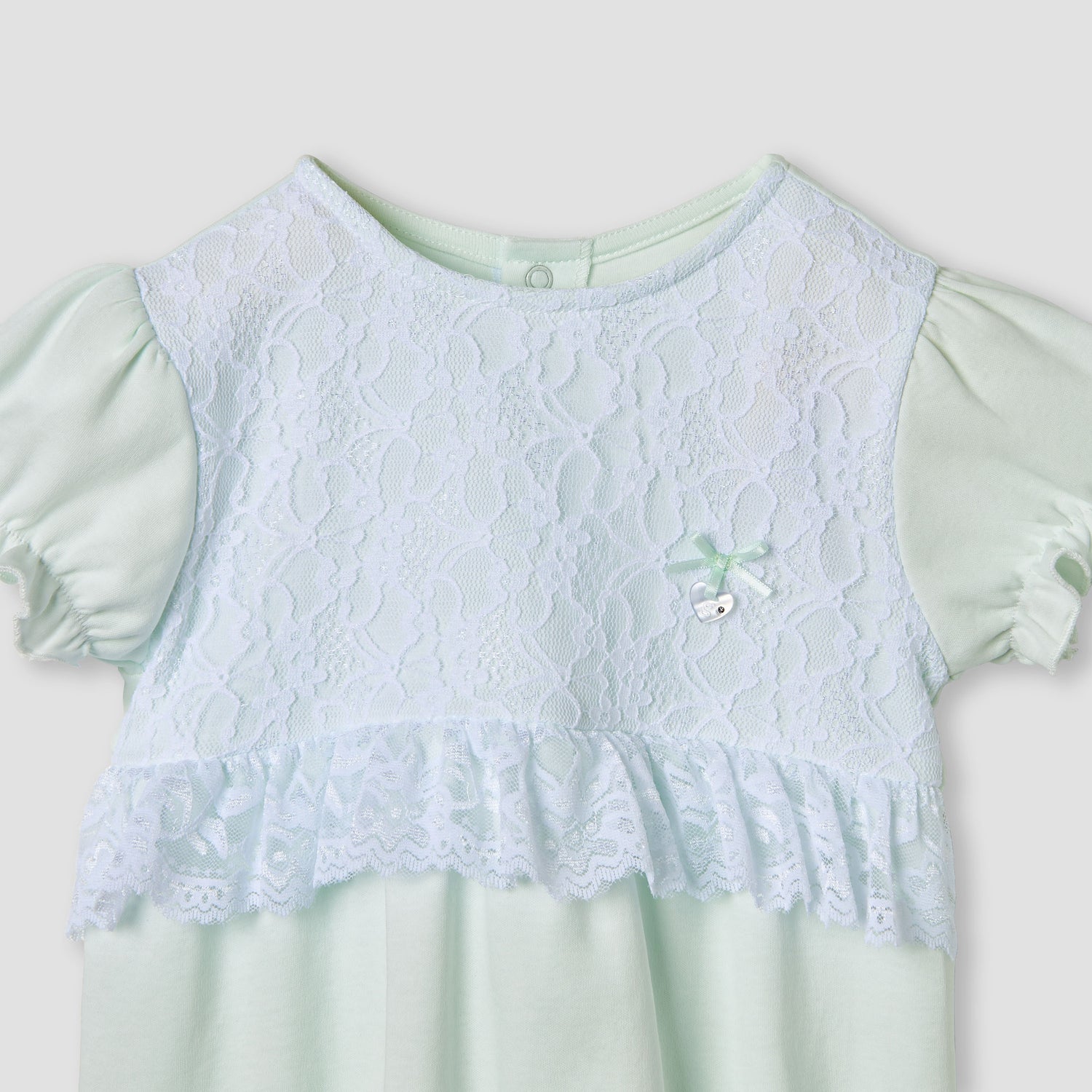 Giggles Floral Lace Romper with Puff Sleeves