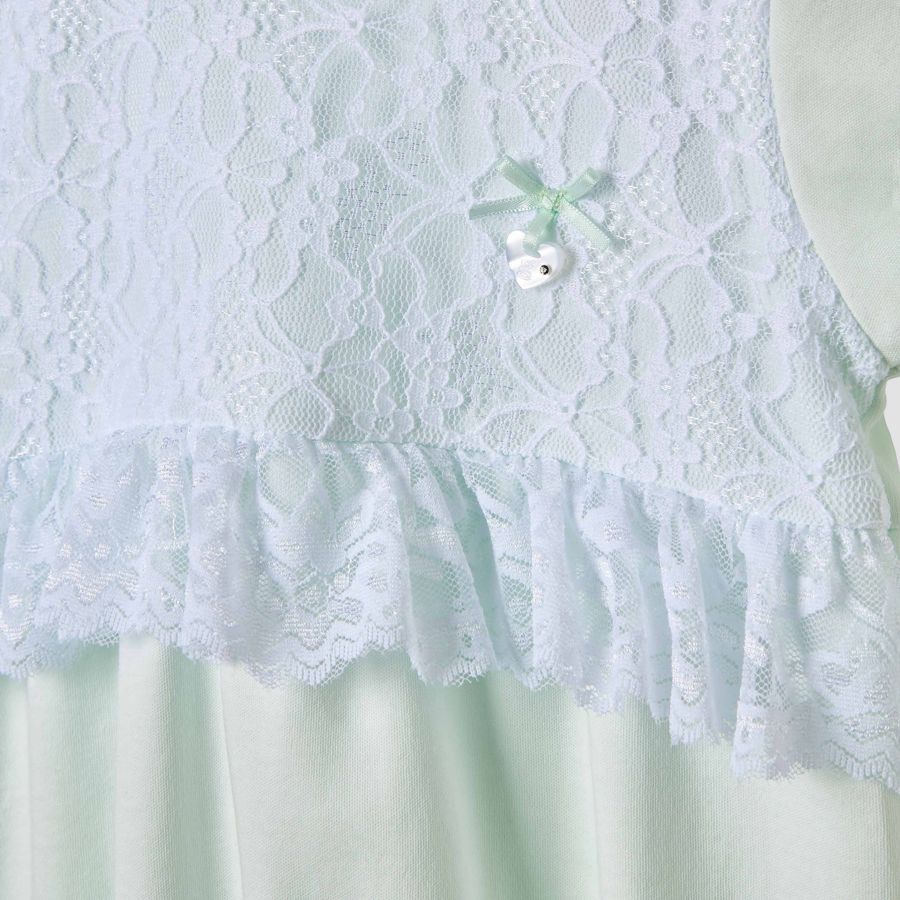 Giggles Floral Lace Romper with Puff Sleeves