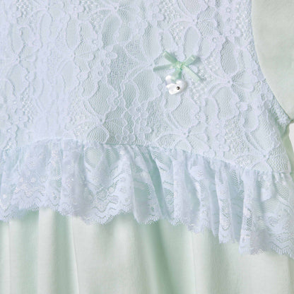 Giggles Floral Lace Romper with Puff Sleeves