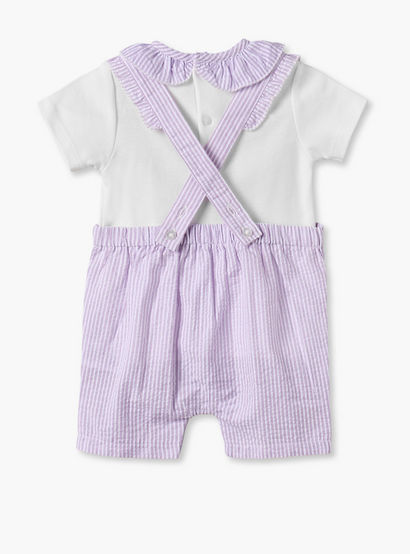 Giggles Crew Short Sleeves Top and Dungaree Set with Stripes-baby-girls-clothing-setsandcoords-image-2