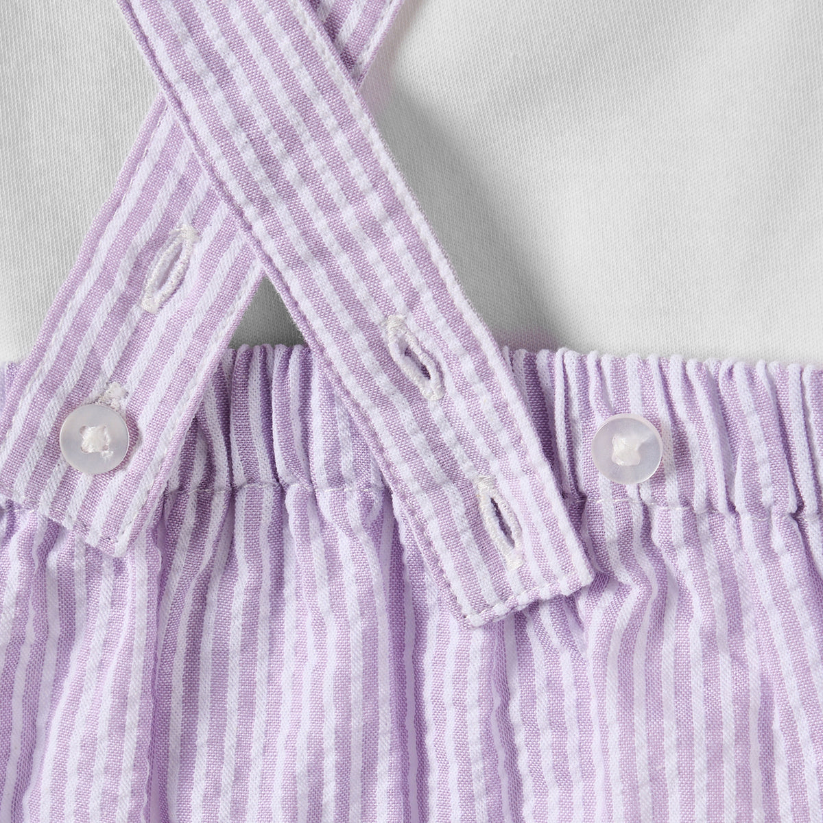 Giggles Crew Short Sleeves Top and Dungaree Set with Stripes