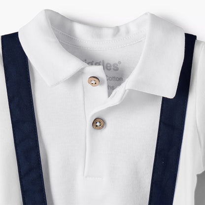 Giggles Collared Neck Short Sleeve T-shirt and Dungaree Set with Pockets