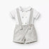 Giggles Peter Pan Collar Short Sleeves T-shirt and Dungaree Set with Button Detail