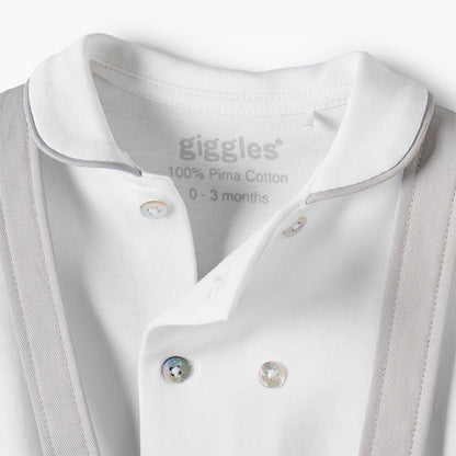 Giggles Peter Pan Collar Short Sleeves T-shirt and Dungaree Set with Button Detail