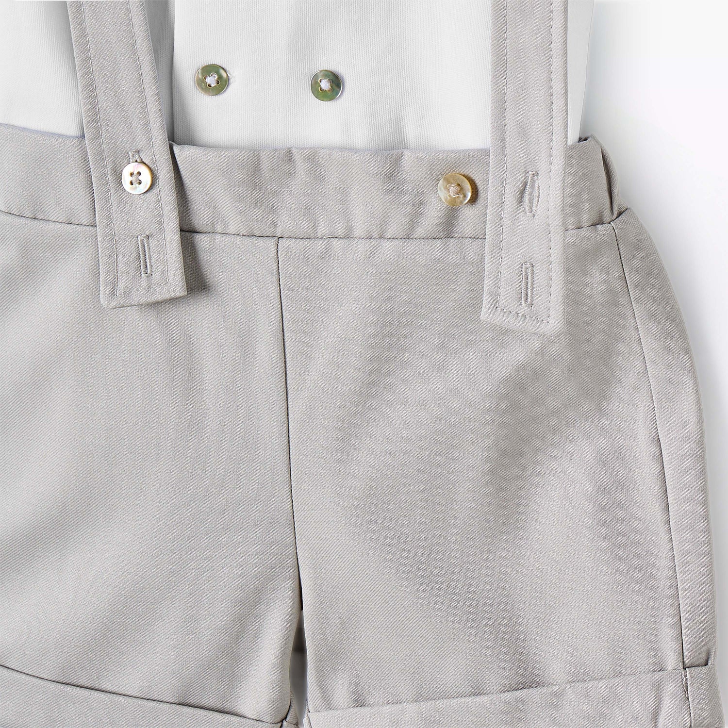 Giggles Peter Pan Collar Short Sleeves T-shirt and Dungaree Set with Button Detail