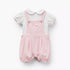Giggles Peter Pan Collar Short Sleeves T-shirt and Dungaree Set with Embroidery