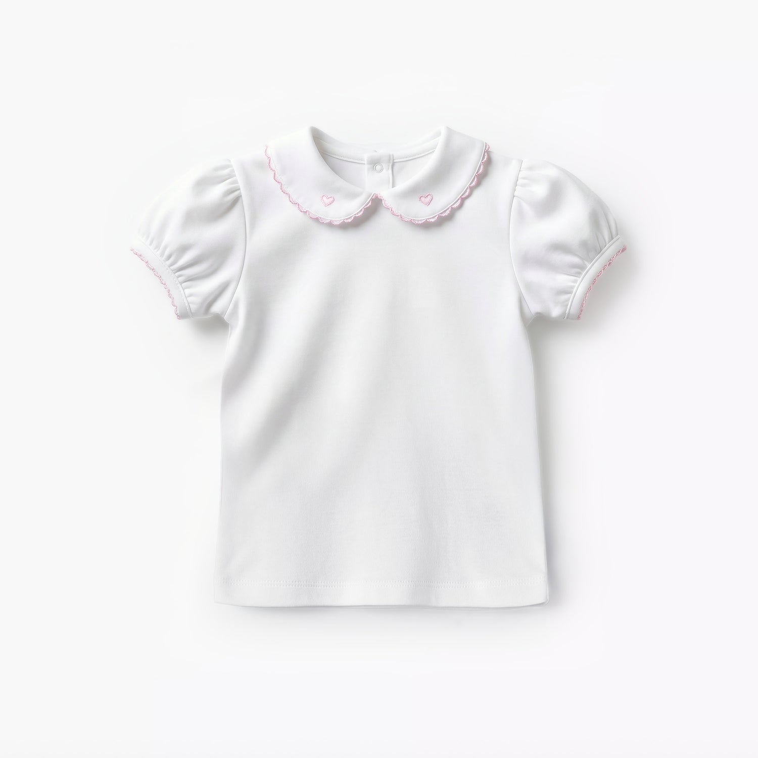 Giggles Peter Pan Collar Short Sleeves T-shirt and Dungaree Set with Embroidery