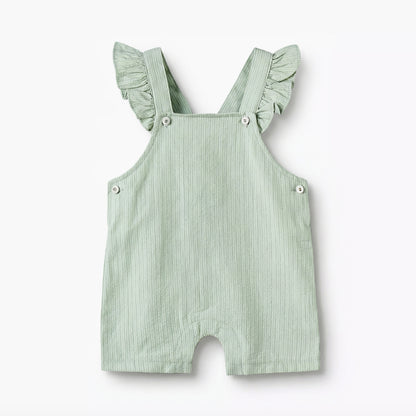 Giggles Crew Neck Short Sleeves T-shirt and Dungaree Set with Ruffle Detail
