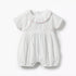Giggles Ruffle Collar Short Sleeves Romper with Embroidery Detail - White / 12-18 mths