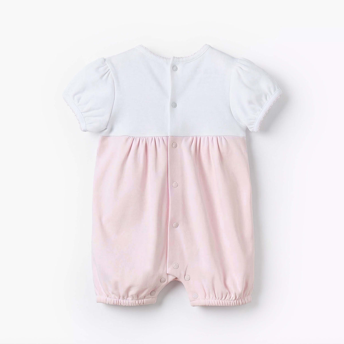 Giggles Short Sleeves Romper with Floral Embroidery