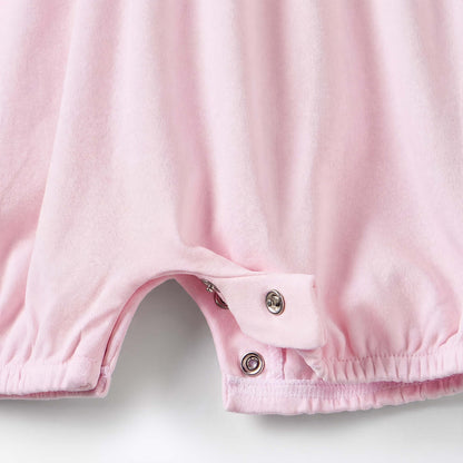 Giggles Short Sleeves Romper with Floral Embroidery