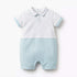 Giggles Peter Pan Collar Short Sleeves Romper with Stripes - Green / 12-18 mths