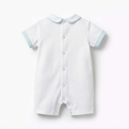 Giggles Peter Pan Collar Short Sleeves Romper with Stripes