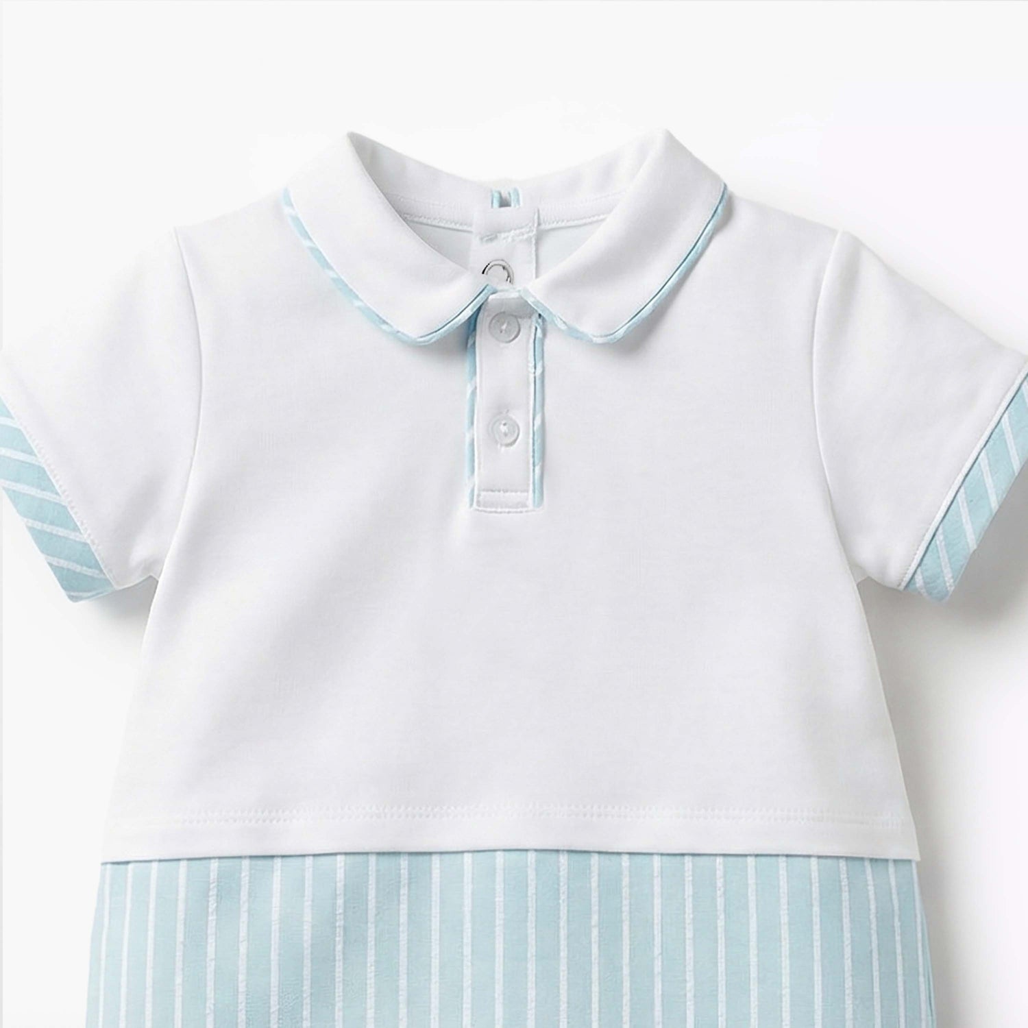 Giggles Peter Pan Collar Short Sleeves Romper with Stripes