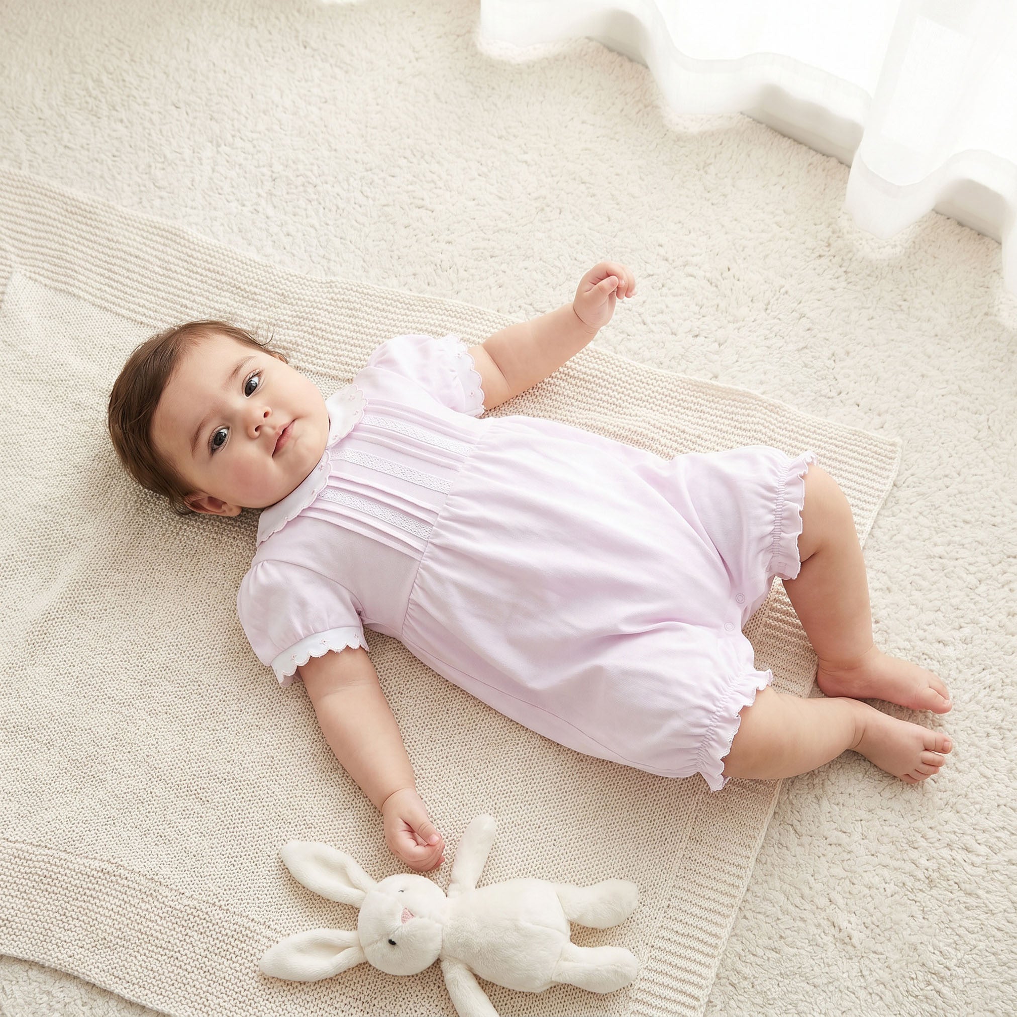 Giggles Collared Short Sleeves Romper with Snap Button Closure - Pink / 12-18 mths
