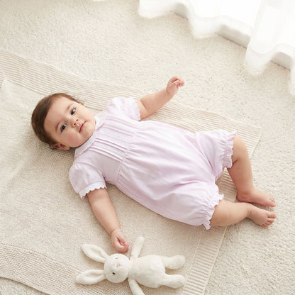 Giggles Collared Short Sleeves Romper with Snap Button Closure - Pink / 12-18 mths
