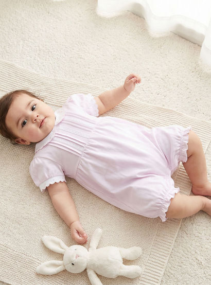 Giggles Collared Short Sleeves Romper with Snap Button Closure-baby-girls-clothing-rompers-image-1