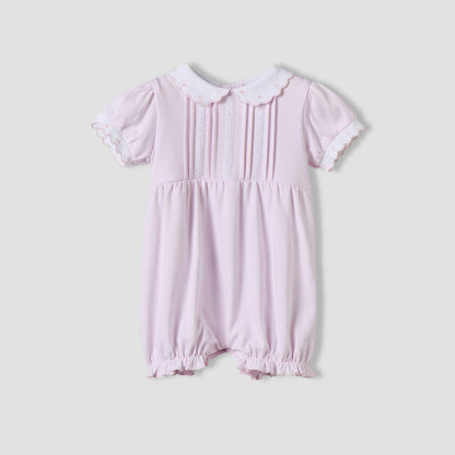 Giggles Collared Short Sleeves Romper with Snap Button Closure