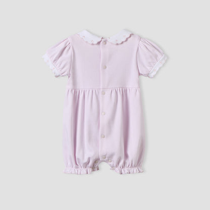 Giggles Collared Short Sleeves Romper with Snap Button Closure