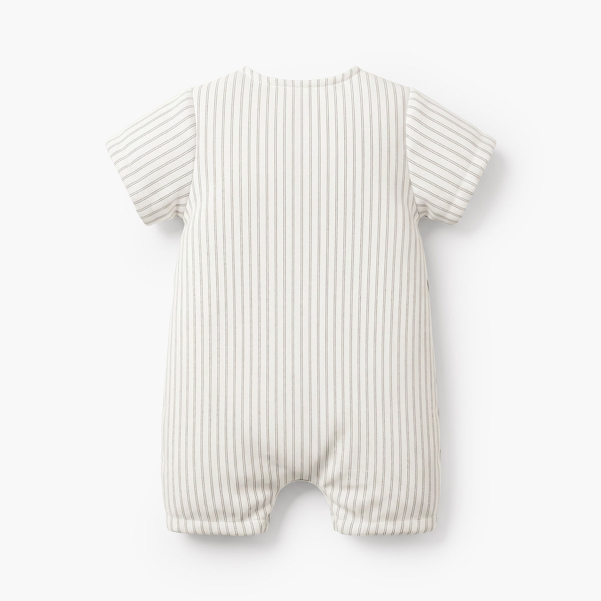 Giggles Collared Short Sleeves Romper with Striped Design