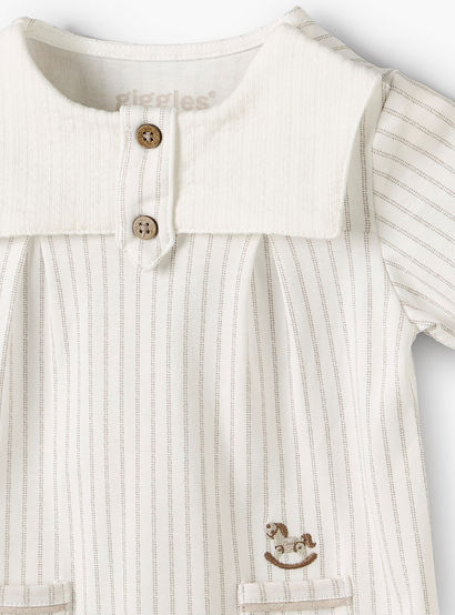Giggles Collared Short Sleeves Romper with Striped Design-baby-boys-clothing-rompers-image-4