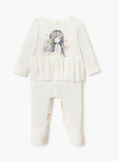Juniors Printed Closed Feet Sleepsuit with Button Closure and Long Sleeves-baby-girls-clothing-nightwear-sleepsuits-image-1