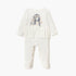 Juniors Printed Closed Feet Sleepsuit with Button Closure and Long Sleeves - Cream / 12-18 mths