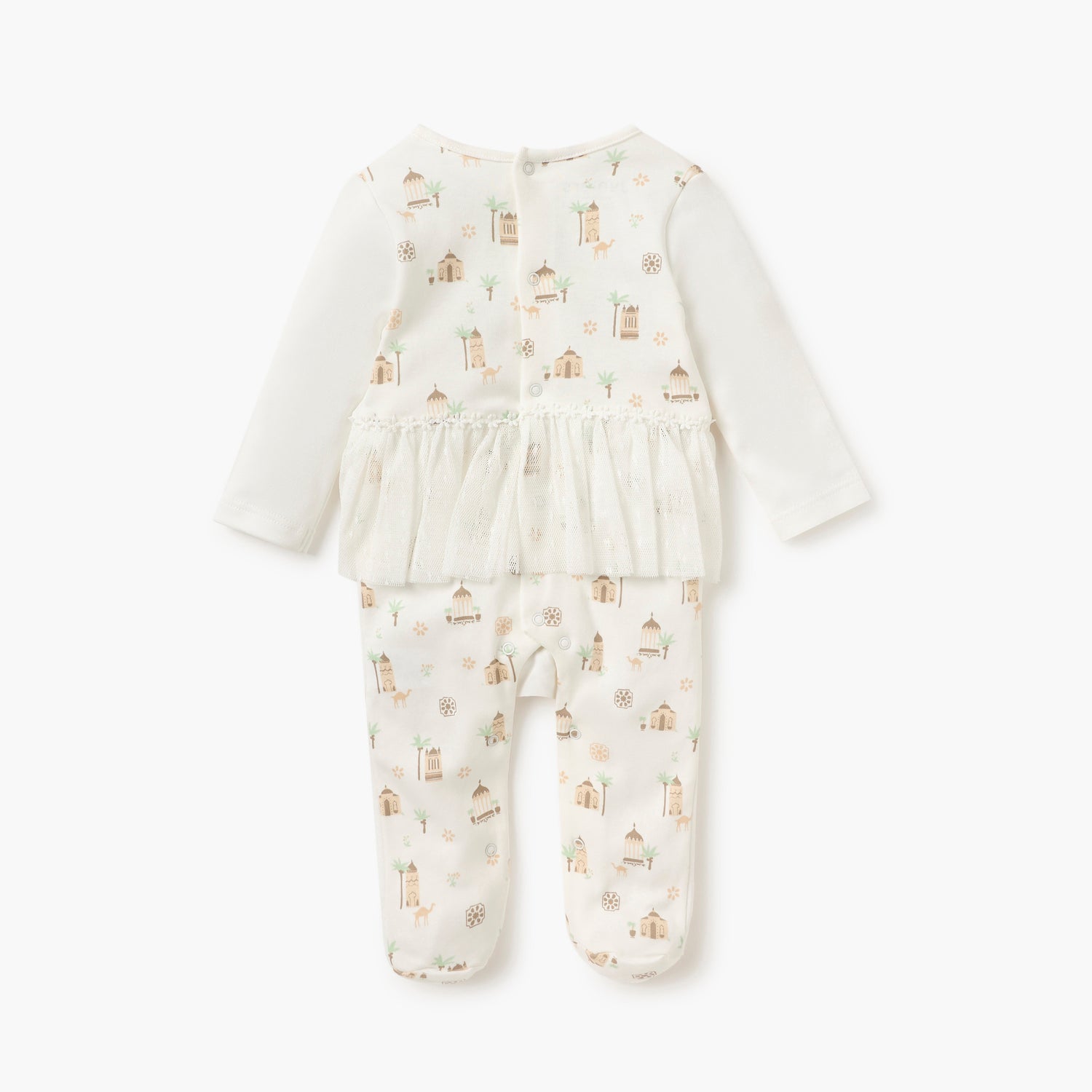 Juniors Printed Closed Feet Sleepsuit with Button Closure and Long Sleeves