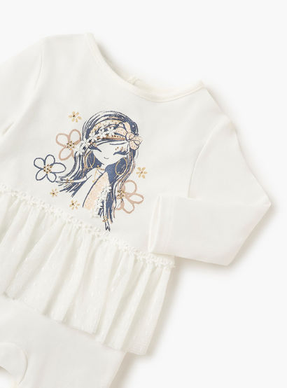 Juniors Printed Closed Feet Sleepsuit with Button Closure and Long Sleeves-baby-girls-clothing-nightwear-sleepsuits-image-3
