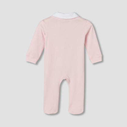 Giggles Supima Cotton Peter Pan Collar Long Sleeves Sleepsuit with Bunny Embroidery