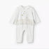Giggles Cotton Peter Pan Collar Long Sleeves Sleepsuit with Swan Embroidery - White / 12-18 mths