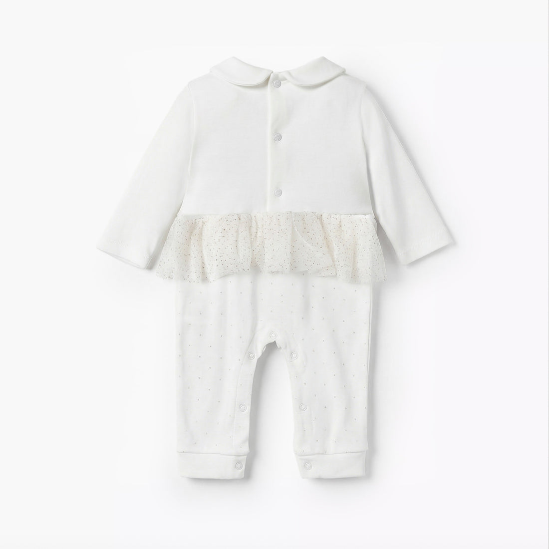 Giggles Cotton Peter Pan Collar Long Sleeves Sleepsuit with Swan Embroidery