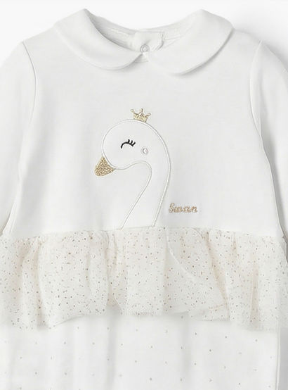 Giggles Cotton Peter Pan Collar Long Sleeves Sleepsuit with Swan Embroidery-baby-girls-clothing-nightwear-sleepsuits-image-3