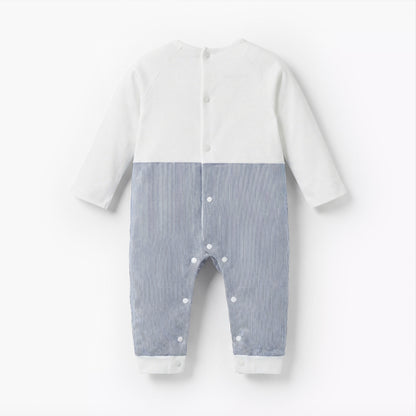 Giggles Cotton Round Neck Long Sleeves Sleepsuit with Car Embroidery