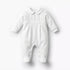 Giggles Cotton Peter Pan Collar Long Sleeves Sleepsuit with Pleated Detail - White / 12-18 mths