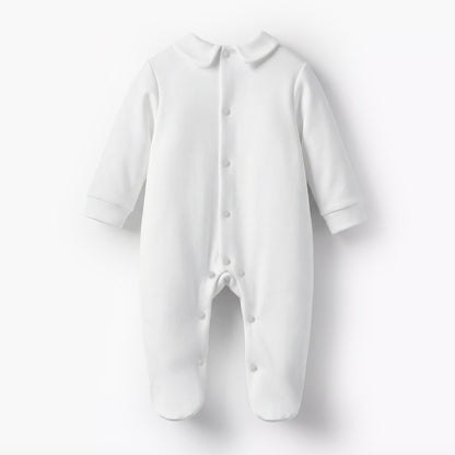 Giggles Cotton Peter Pan Collar Long Sleeves Sleepsuit with Pleated Detail