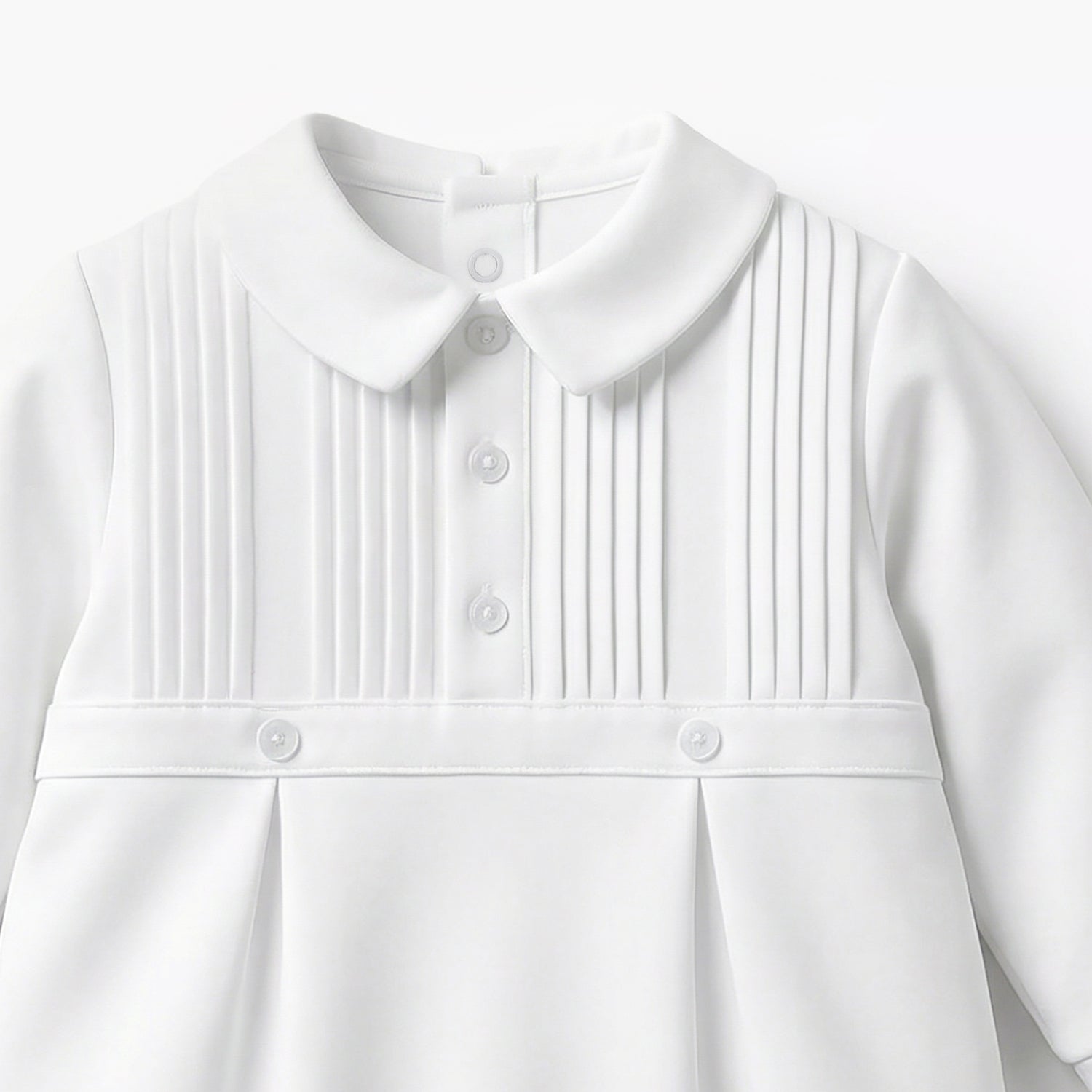 Giggles Cotton Peter Pan Collar Long Sleeves Sleepsuit with Pleated Detail