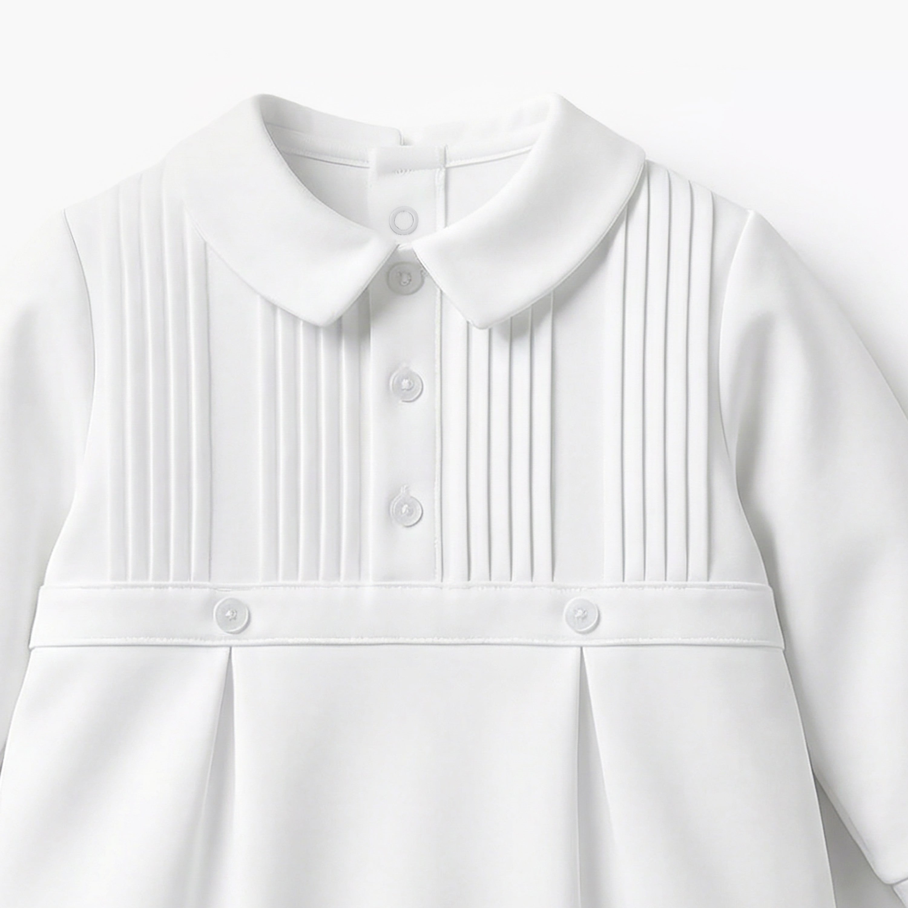 Giggles Cotton Peter Pan Collar Long Sleeves Sleepsuit with Pleated Detail