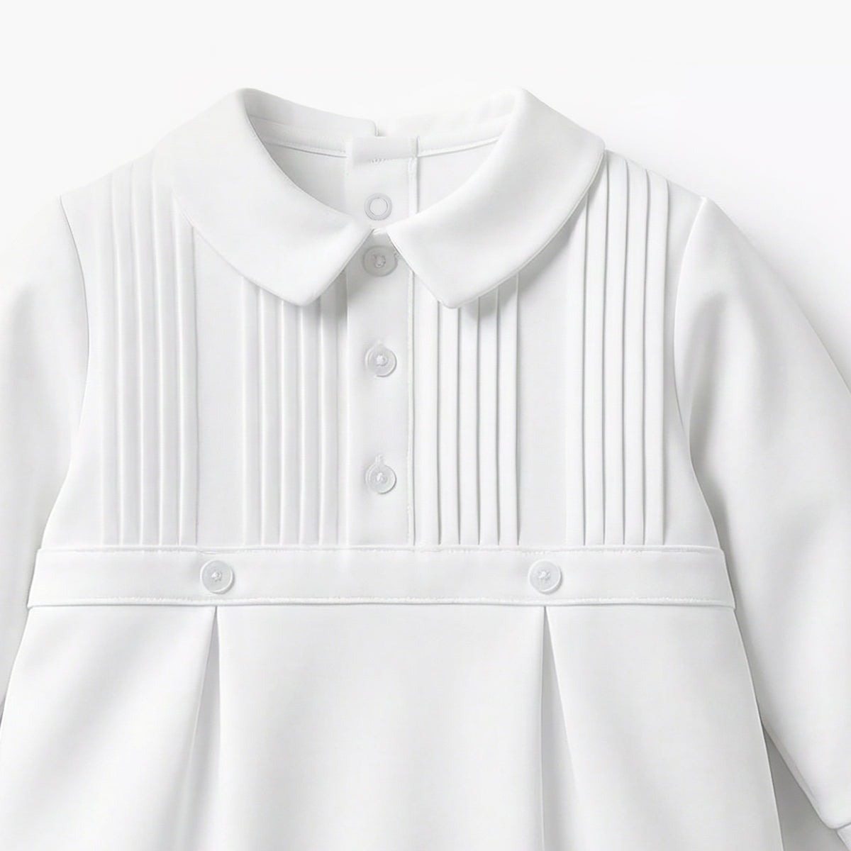Giggles Cotton Peter Pan Collar Long Sleeves Sleepsuit with Pleated Detail