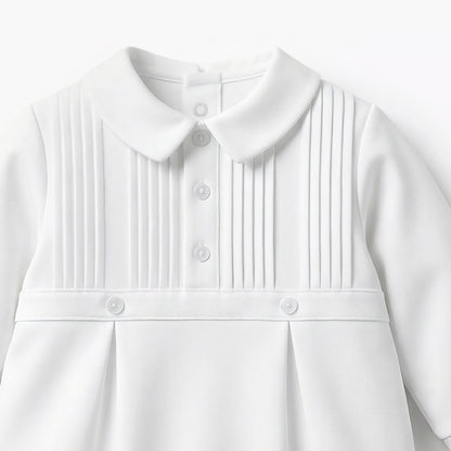 Giggles Cotton Peter Pan Collar Long Sleeves Sleepsuit with Pleated Detail