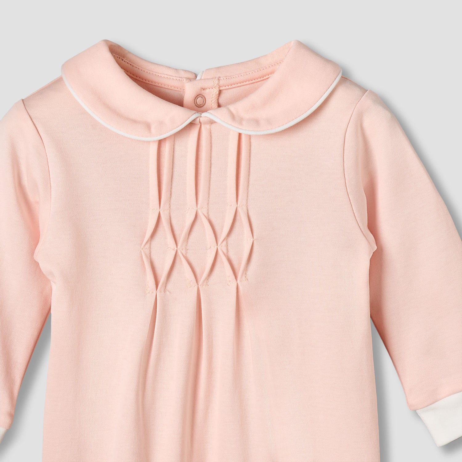 Giggles Peter Pan Collar Long Sleeves Sleepsuit with Pintuck Detail
