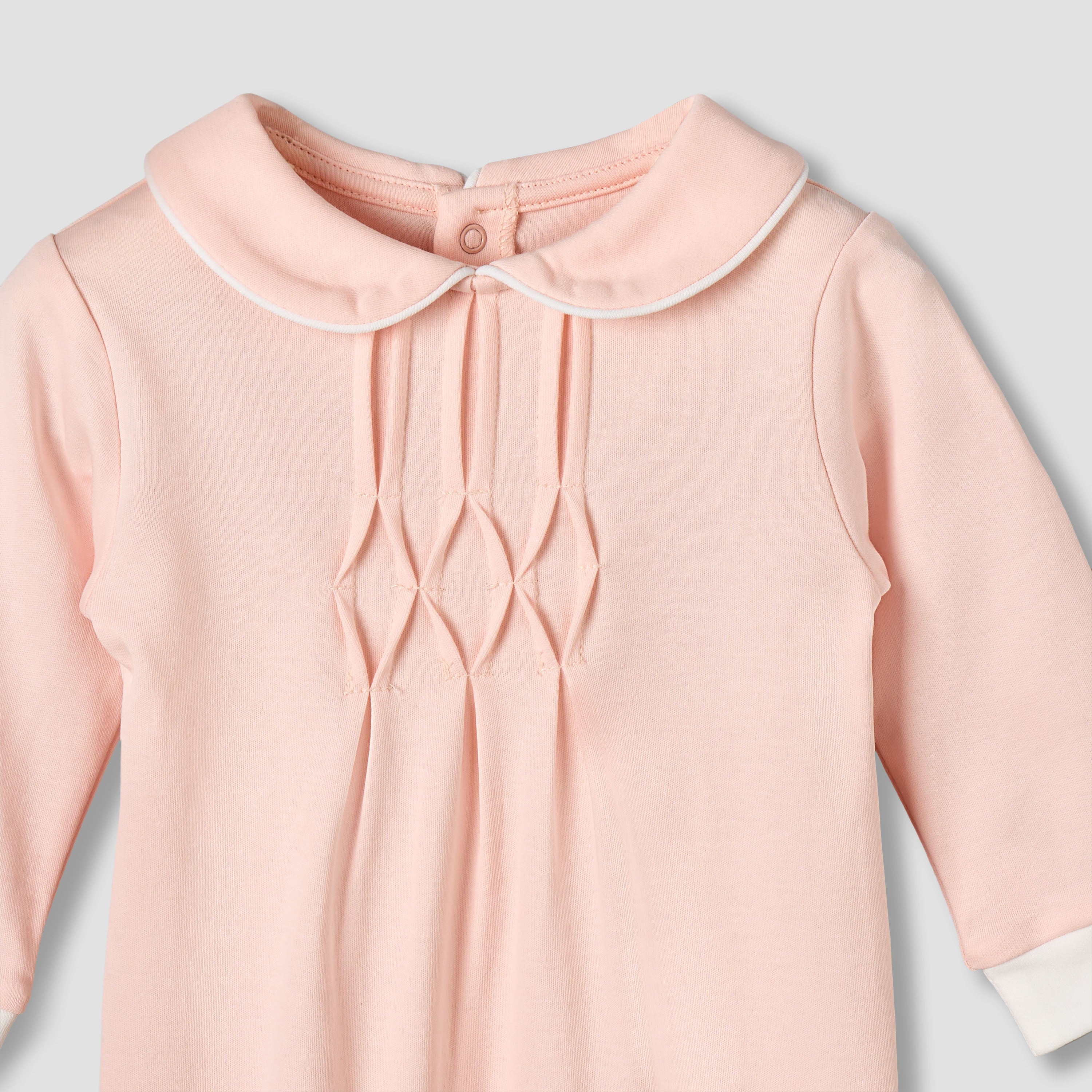 Giggles Peter Pan Collar Long Sleeves Sleepsuit with Pintuck Detail