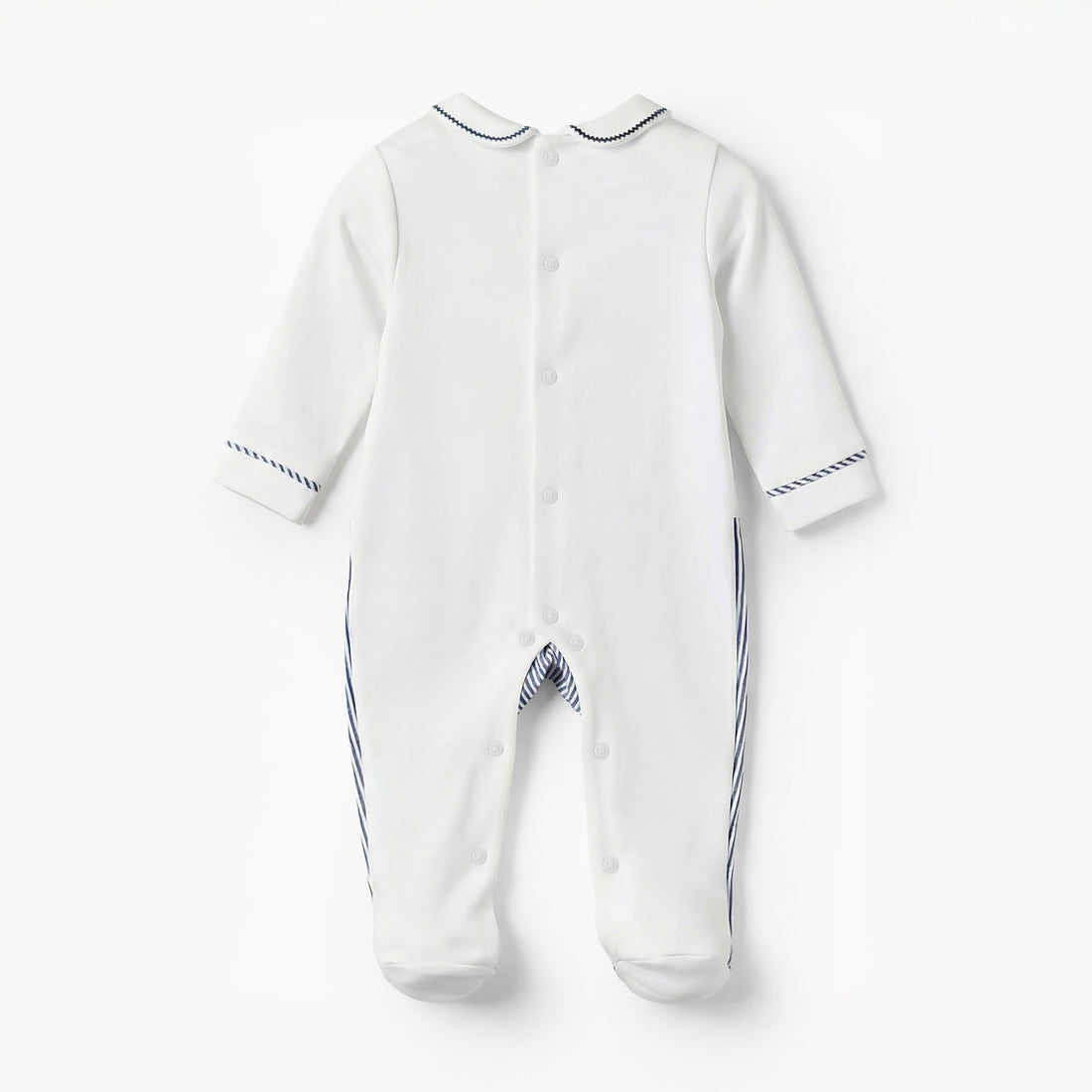 Giggles Cotton Collared Long Sleeves Sleepsuit with Pinstripe Print