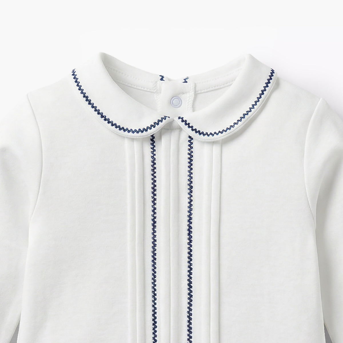 Giggles Cotton Collared Long Sleeves Sleepsuit with Pinstripe Print